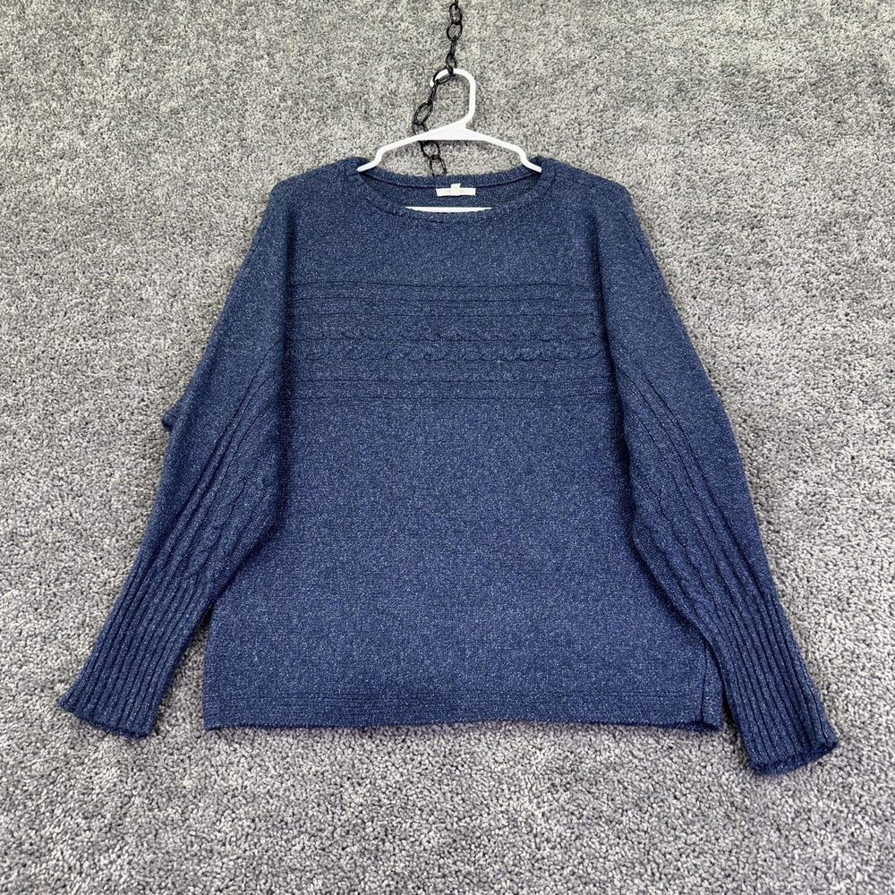 Maurices Sweater Womens Medium Blue Dolman Sleeve Cable Knit Pullover Casual